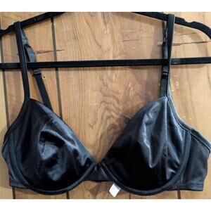 Victorias Secret Bra Plus Size 38C 38 C Black Underwire Shiny Glossy Satiny VTG